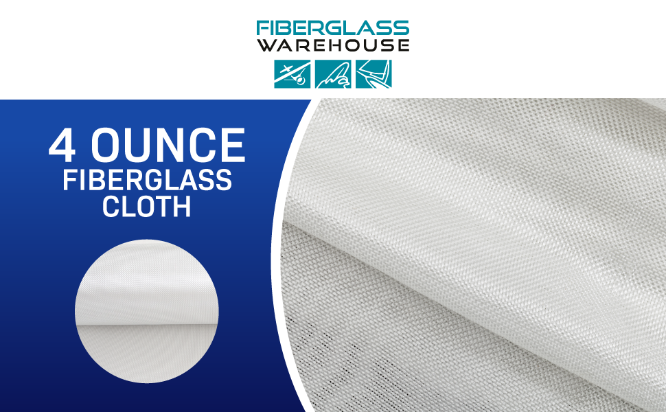 Four Ounce Fiberglass roll next to close up of plain weave fiberglass fabric.