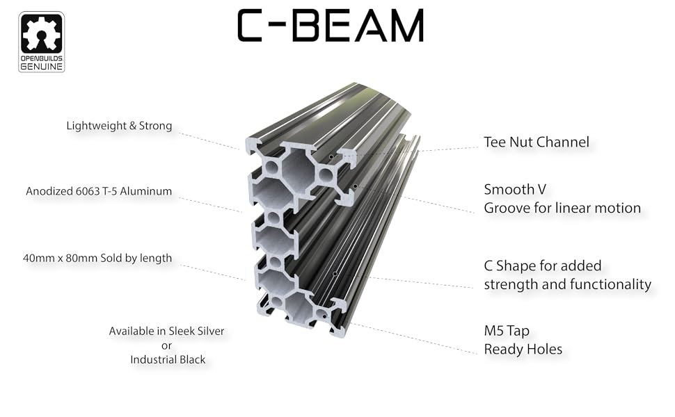 v-slot vslot linear rail c-beam cbeam cnc 3d printer laser extrusion aluminum
