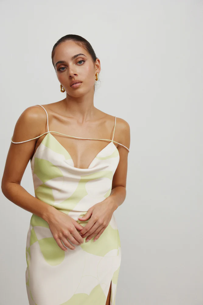 Francisca Dress - Abstract Mojito Print - Poueer