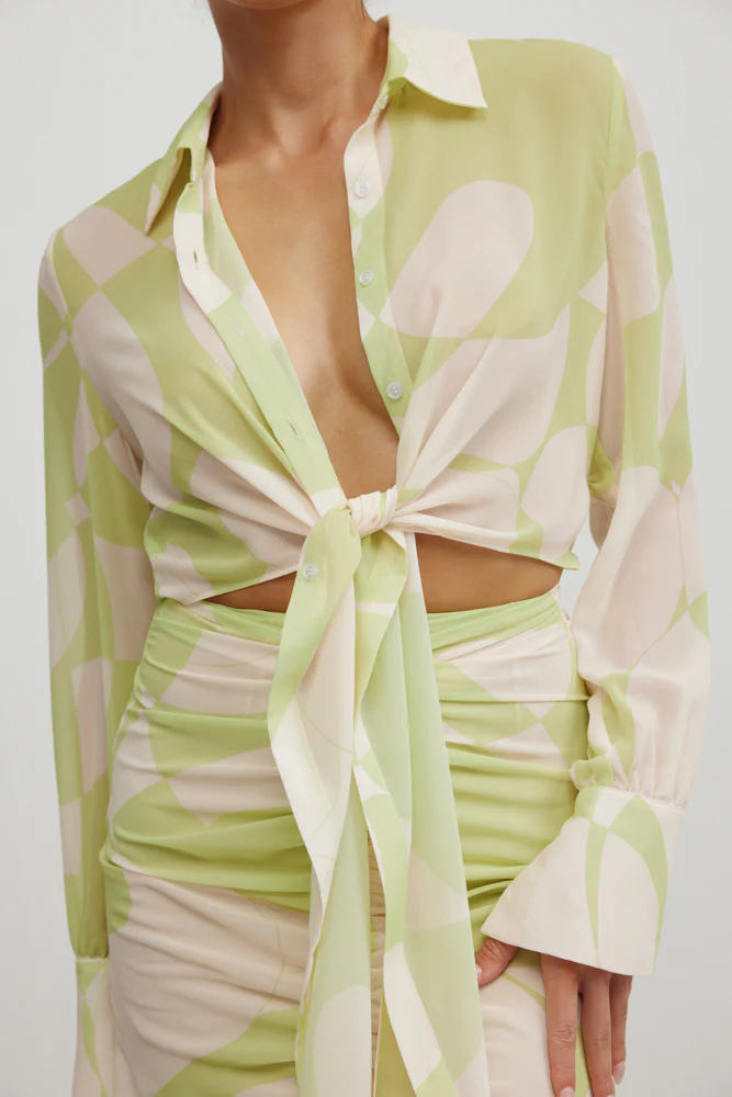 Zelia Dress - Abstract Mojito Print - Poueer