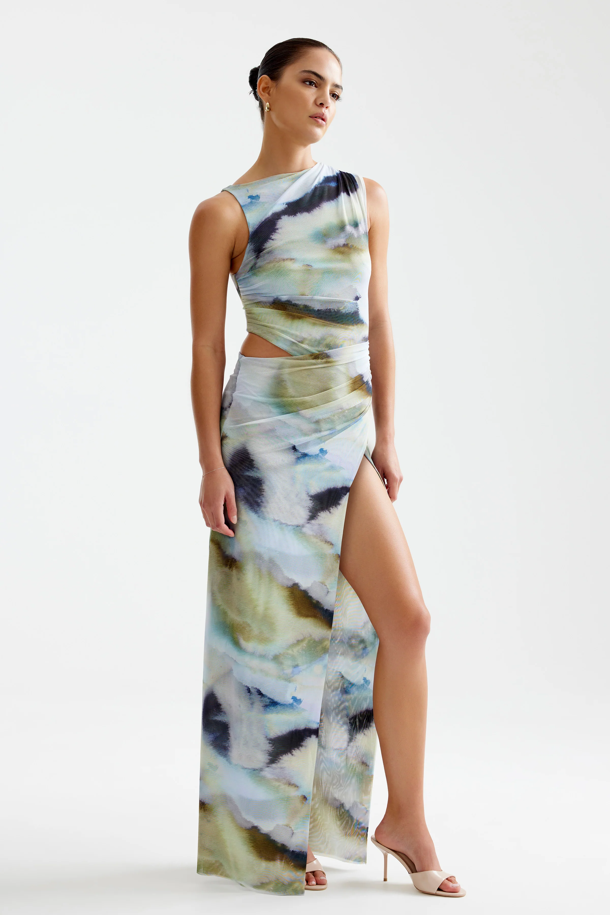 Fiora Dress - Blue Mineral Print - Poueer