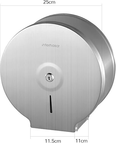 interhasa! 304 Stainless Steel Toilet Tissue Dispenser Wall Mount Jumbo Roll Toilet Paper Towel Dispenser 9 Inch Single Roll Toilet Dispenser Key Lock (Stainless Steel-IT118) - Poueer