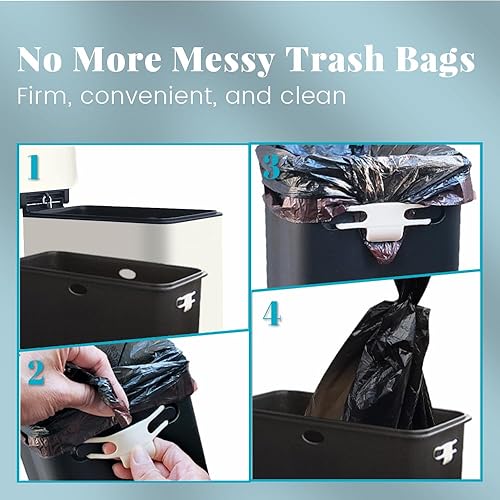 12 Gallon Trash Can, Stainless Steel Trash Can with Fingerprint-Resistant, Removal Inner Buck &Soft Close Plastic Lid, Step Garbage Can for Kitchen and Office, 45 Liter Capacity - Poueer