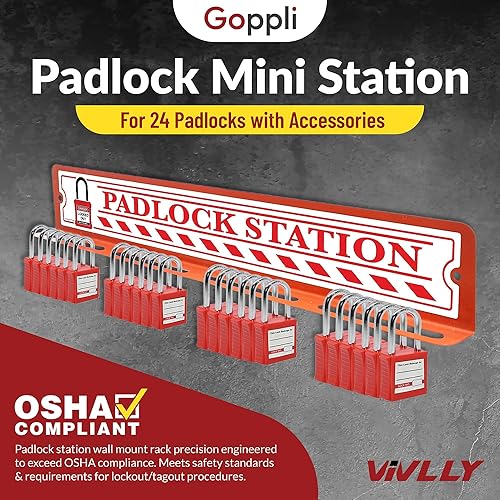 Lockout Tagout Locks Station - Loto Station for Safety Padlocks, Includes 24 Lockout Locks Keyed Differently with 2 Keys Each - Poueer