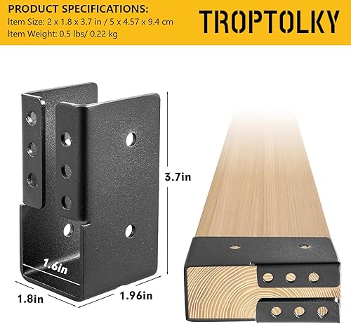 12PCS Concealed Joist Hangers, Concealed Flange Light Joist Hanger for Wood Rail, 2”x 4” Q235 Steel Joist Brackets - Poueer