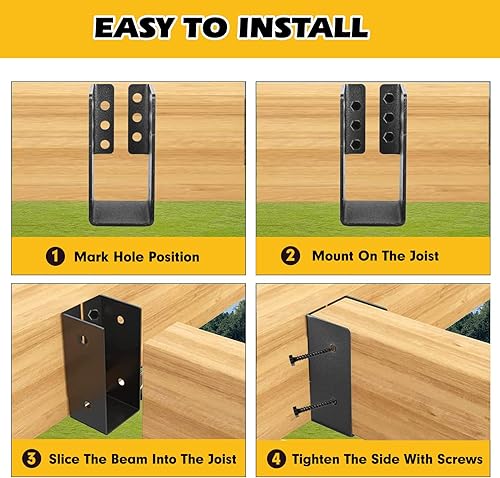 12PCS Concealed Joist Hangers, Concealed Flange Light Joist Hanger for Wood Rail, 2”x 4” Q235 Steel Joist Brackets - Poueer