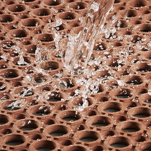 Consolidated Plastics Lightweight DEK-Mat, Anti-Fatigue Kitchen Mat with Holes, 3'x5', Grease Resistant Red - Poueer