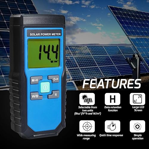 Digital Solar Power Meter BTU W/M2 Tester Handheld Portable - Poueer