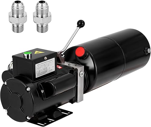 Hydraulic Power Unit, 12V 13 Quart Hydraulic Pump, Single Acting Hydraulic Power, Dump Trailer Pump with 12L Steel Tank, Car Lift Hydraulic Power Unit Fir Auto Repair - Poueer