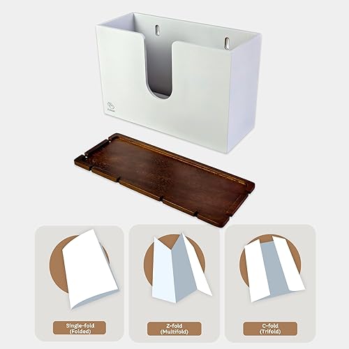 eBun Bamboo Folded Paper Towel Holder – Wall Mount & Countertop Paper Towel Dispenser for Bathroom, Kitchen & Office – Fits C-Fold, Multifold, Z-Fold Towels – Rustic Modern Design, Black - Poueer