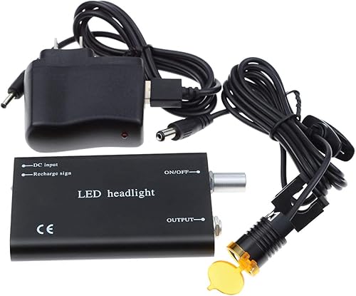 Dental 3W Portable LED Head Light Lamp Headlight Head Light,3W Waist Hanging LED Headlight with Plastic Clip Filter for Magnifie Medical Binocular Loupes + Bag (Black) - Poueer