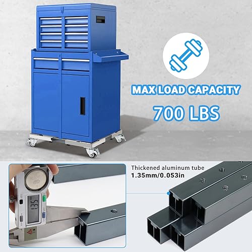 Nefish Upgraded Stainless Steel Appliance Dolly with Wheels 21-28 Inch Washing Machine Roller Heavy Duty 700 Lbs Furniture Cart with Wheel Flat Dollies for Washer and Dyer, Fridge, Cabinet, Boxes - Poueer