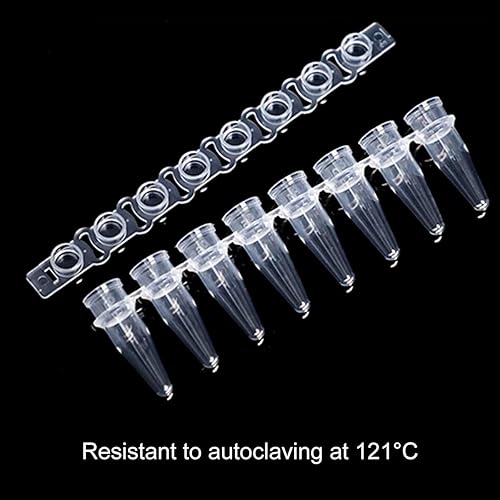 PCR Tubes with 0.2ml Thin Wall,Strip of 8 Tubes with Flat Caps,200 Strips/Bag（Flat caps Included） - Poueer