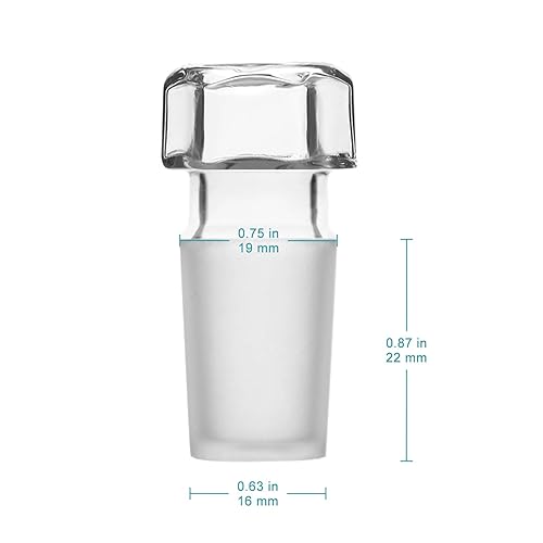 stonylab Glass Hex Head Hollow Glass Stopper, Hexagonal Head Glass Hollow Stopper for 24/40 Outer Joint Glass with Closed Bottom (5 Packs) - Poueer