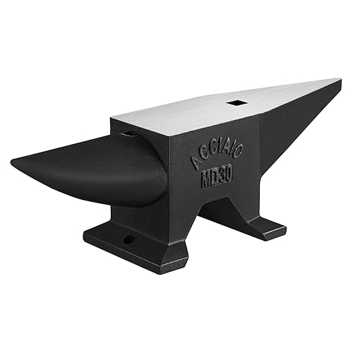Heavy Duty Cast Steel Anvil with Round/Square Hole Large Countertop 88lb Horn Anvil Blacksmithing Metalsmith Tool Kit Stand Included - Poueer