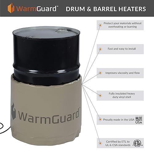 WG15 Insulated Drum Band Heater - Barrel Heater, Fixed Internal Thermostat Max Temp 145 F,Tan - Poueer