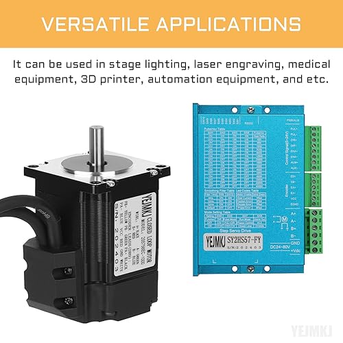 Nema 23 Closed Loop Stepper Motor Kit 1.2Nm/170oz.in 56MM Nema23 Motors with Closed Loop Stepper Driver BHA57 0-6A 24-80VDC for CNC Milling Engraving Machine - Poueer