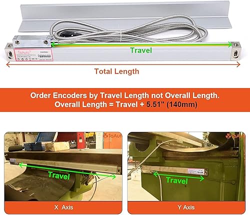 6' 24' 2 Axis Digital Readout DRO Display 5um Precision Linear Scale Encoder 150mm 600mm for CNC Wire Milling Cutting Machine - Poueer