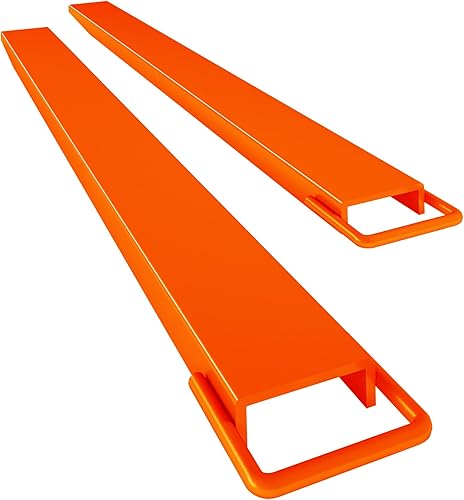 84' Clamp on Pallet Forks Extensions,Heavy Duty Capacity for Forklift,Tractor Skid Steer,Loader Bucket attachments Accessories,Lift MAX 4600LBS Quick Attach Forks Width 6.5'Orange - Poueer