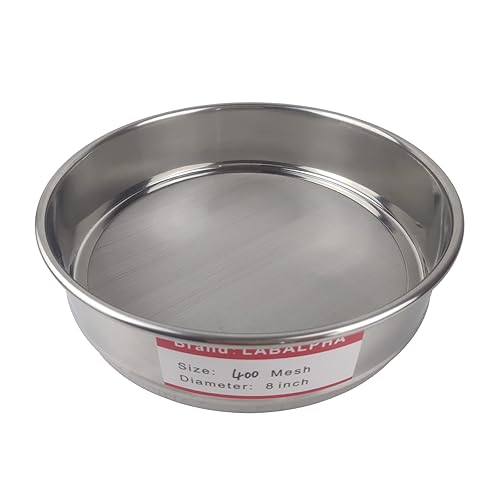 LABALPHA 300 Mesh Lab Sieves, #300 Mesh Test Sieve, 8'' Diameter, 304 Stainless Steel Wire Cloth (0.054mm) - Poueer