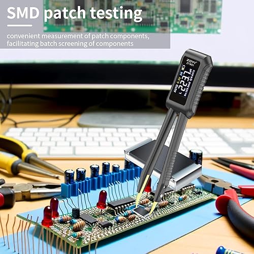 LCR Meter Smart SMD Tweezers Component Tester Diode Capacitance Resistance Measurement 9999 Count Portable Tools - Poueer