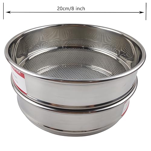 LABALPHA 300 Mesh Lab Sieves, #300 Mesh Test Sieve, 8'' Diameter, 304 Stainless Steel Wire Cloth (0.054mm) - Poueer