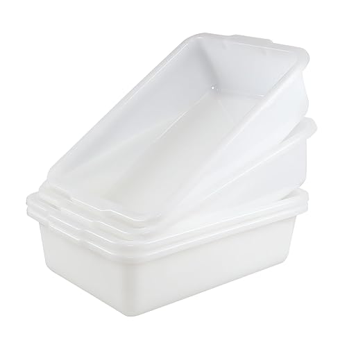 4-Pack 32 Liter Large Black Bus Tubs, Commercial Plastic Bus Trays - Poueer