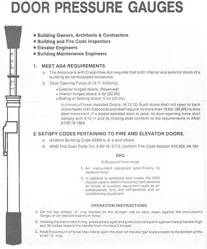 Door Pressure Gauge, 0-35 Lbs - 3 Pack | Made in USA - Poueer