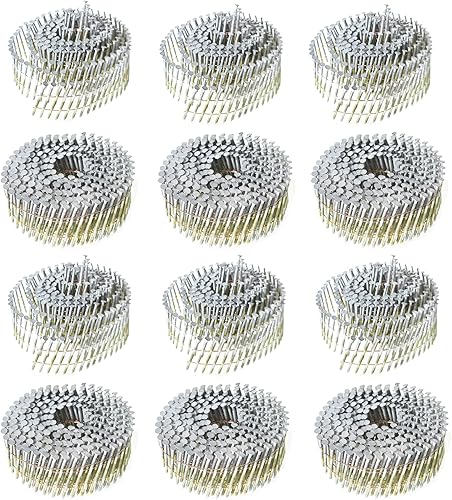 kimllier 3600 Count Coil Siding Nail Full Round Head Wire Collated Coil 15-Degree 2-Inch x .092-Inch Ring Shank Hot Dipped Galvanized - Poueer