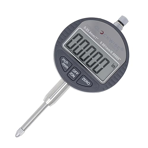 Digital Indicator, DITR-0105N 0-1 Inch/25.4 mm, Inch/Metric Conversion, 0.00005 Inch/0.001mm Resolution, No Auto Off - Poueer