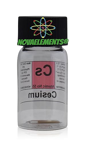 Cesium Metal Element 55 Sample Cs, Pure 15 mg 99,99% Argon Sealed Inside Labeled Glass Vial - Poueer