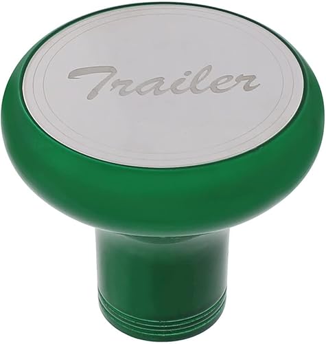 United Pacific 22970 Air Brake Valve Control Knob, Trailer, Deluxe, Aluminum, Screw-On, with Stainless Plaque, Emerald Green - Poueer
