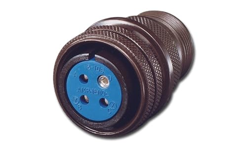 Amphenol Industrial 97-3106A-10SL-4S Circular Connector Socket, Threaded Coupling, Solder Termination, Straight Plug, Solid Backshell, 10SL-4 Insert Arrangement, 10SL Shell Size, 2 Contacts - Poueer