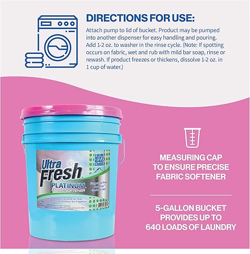 Ultra Fresh Platinum Fabric Softener Up to 640 Loads, Tropical Escape, 5 Gallon - Poueer