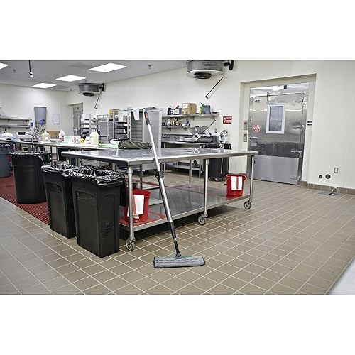 Rubbermaid Commercial Products HYGEN PULSE Microfiber Spray Mop Kit, with Handle, 18 inch Mop Frame, and two 18 inch Mop Pads, Silver, for Janitorial and Heavy-Duty Industrial Floor Cleaning - Poueer