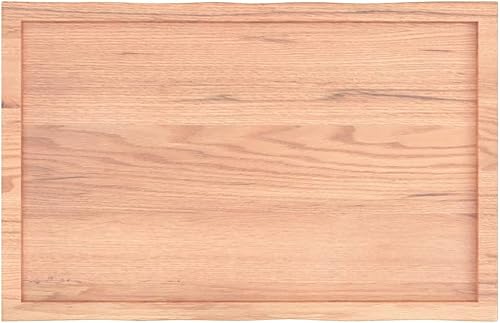 vidaXL Treated Solid Oak Wood Table Top | Live Edge | Home and Office Friendly | Light Brown| Dimensions: 39.4'x19.7'x(0.8'-1.6') - Poueer
