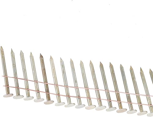 15-Degree Collated Wire Coil 7200 Count Siding Nails 0.12 Inch x 7/8 Inch Full Round Head Ring Shank Hot-Dipped Galvanized - Poueer