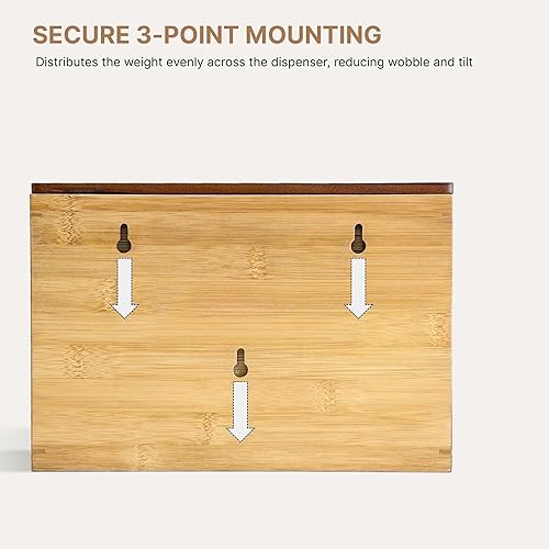 eBun Bamboo Folded Paper Towel Holder – Wall Mount & Countertop Paper Towel Dispenser for Bathroom, Kitchen & Office – Fits C-Fold, Multifold, Z-Fold Towels – Rustic Modern Design, Black - Poueer