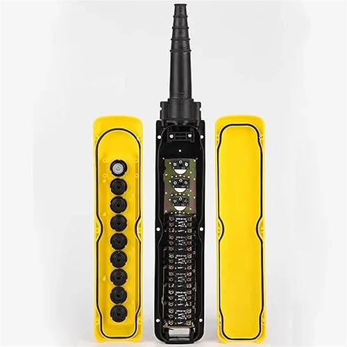 2/4/6/8 Pushbuttons Double Speed Hoist Crane Pendant Control Stations with Emergency Stop for Circuits Double Insulated(White) - Poueer