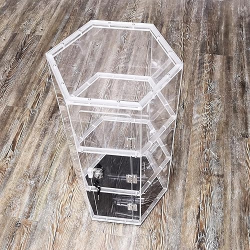 FixtureDisplays Clear Plexiglass Acrylic Spinning Cabinet Display Case for Jewewlry, Cell Phone, Valuable 12'x12'x22' 14603-NEW-NPF - Poueer