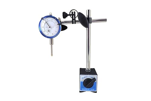 Taytools Magnetic Base with Fine Adjustment and SAE Dial Test Indicator (0.0005 Resolution, 1' Travel, 0.001' Accuracy) for Dial Test Indicator, Benchtop, Adult - Poueer