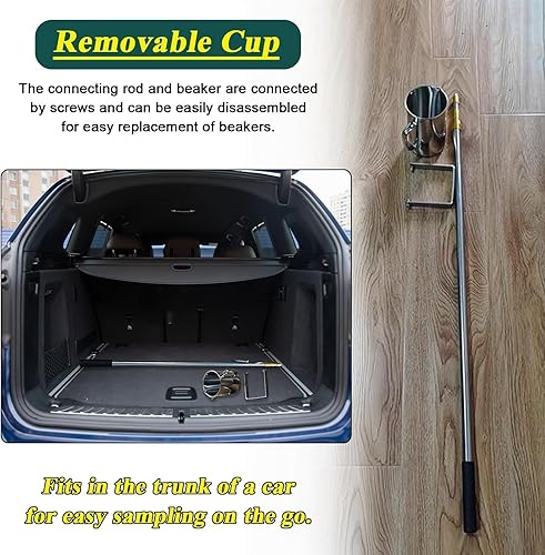 Water Sampling Dipper Long Handle Telescopic, Stainless Steel Water Sample Collection Pole with Graduated Cup, Reservoir/Pond/River Portable Pendulum Beaker Sampler Cup, Extend to 23 20 16 12 8 5 2ft( - Poueer