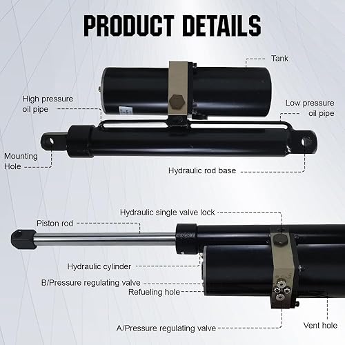 DC HOUSE Heavy Duty 8000N/1700lbs Hydraulic Linear Actuator 12' Stroke Length, IP 65 Protection, DC 12V High Force Actuator for Farm Garden Equipment Utility Vehicle Industrial Usage - Poueer
