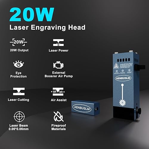 AENBUSLM 20W Laser Engraver Module,10000mW Output Power,Built-in Air Assist,Fixed-Focus,Double Ultra-Fine Compressed Spot CNC Carving DIY Laser Masterfor Laser Engraver Machine - Laser Class:lV - Poueer