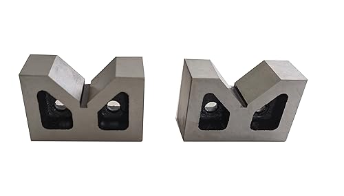 3' OAL Steel V-Blocks/3' x 1-1/4' x 2-3/8' Cast Iron V-Block Pair Ground - Poueer