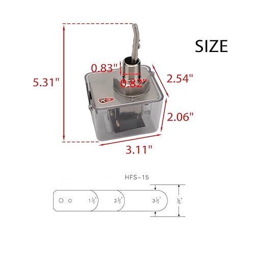 Oil Water Flow Control Switch, AC 15-250V 1/2''/DN15 Adjustable Automatic Water Pressure Sensor with 3 Paddles & SPDT Output - Poueer