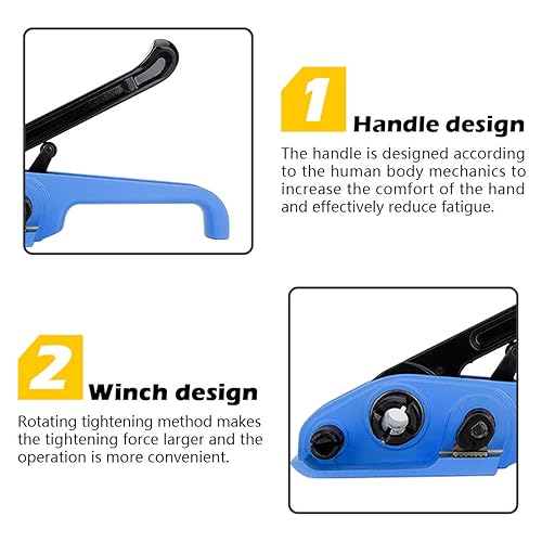 MYFAMIREA Heavy Duty Banding Strapping Kit with Tensioner Tool, 1/2' x 3500FT Polypropylene Plastic Packaging Strapping, 300 Metal Seals, Sealer Tool for Pallets, Logistics, Warehouse (Red) - Poueer