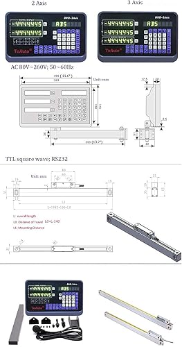 6' 24' 2 Axis Digital Readout DRO Display 5um Precision Linear Scale Encoder 150mm 600mm for CNC Wire Milling Cutting Machine - Poueer