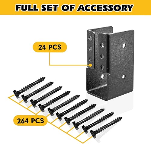 12PCS Concealed Joist Hangers, Concealed Flange Light Joist Hanger for Wood Rail, 2”x 4” Q235 Steel Joist Brackets - Poueer