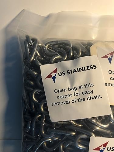 US Stainless Stainless Steel 316 Chain 5/32' (4mm) Medium Link Chain 50' in Poly Bag - Poueer